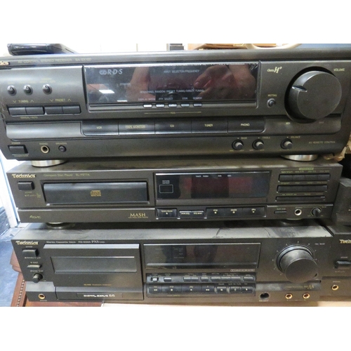 168 - Seven Technics stacking stereo separates together with a Sony turntable to include a Technics Stereo... 