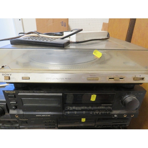 168 - Seven Technics stacking stereo separates together with a Sony turntable to include a Technics Stereo... 