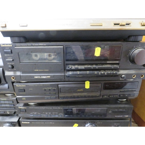 168 - Seven Technics stacking stereo separates together with a Sony turntable to include a Technics Stereo... 