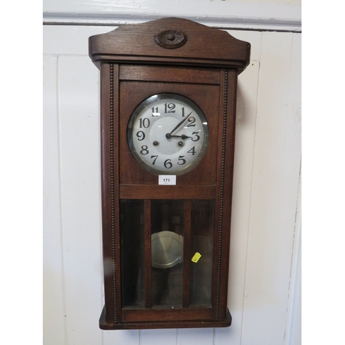 171 - A vintage oak wall clock A/F