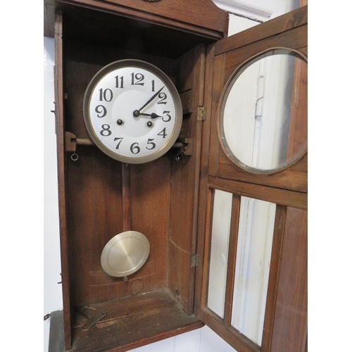 171 - A vintage oak wall clock A/F