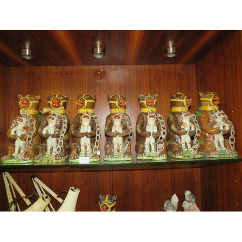 172 - Seven reproduction bear grease jugs