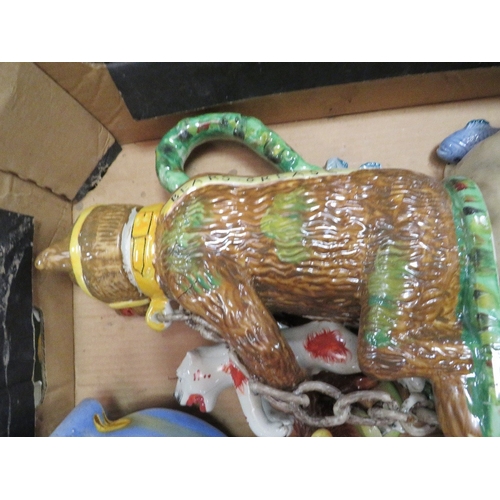 89 - Three trays of mixed collectables to include a large Royal Worcester bowl, large Ketser china plate,... 