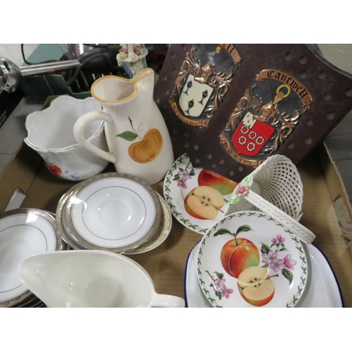 94 - Two trays of assorted ceramics etc