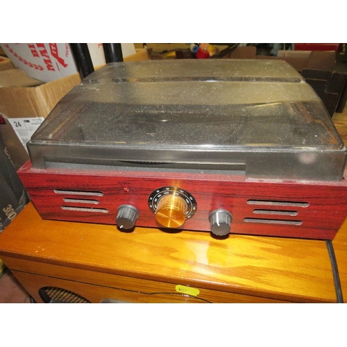 99 - A reproduction retro style stereo system together with another turntable (2)