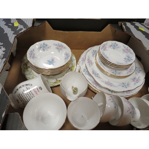 140 - Three trays of assorted ceramics to include include collatable Sadler teapots, Royal Worcester etc t... 