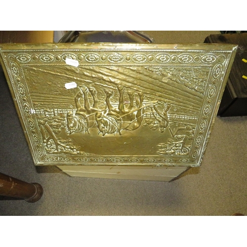 145 - A copper covered coal bucket and contents, silver plated ware etc