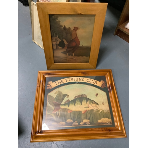 34 - A quantity of assorted pictures and prints to include pine framed examples