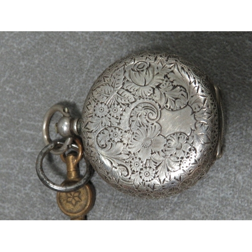 301 - A Victorian ladies pocket watch in silver case