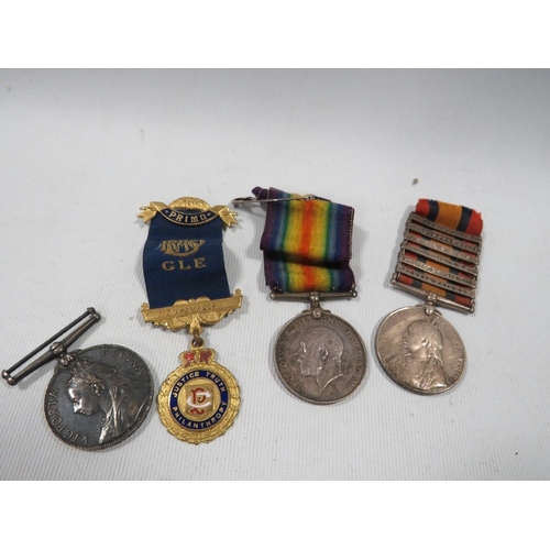 428 - Queens South Africa medal, 6 bars - Cape Colony, Orange Free Stat, Belfast, Laings Nek, relief of La... 