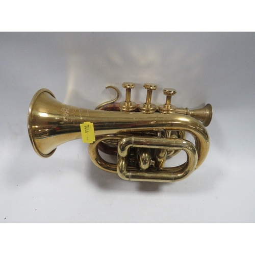 445 - A brass pocket cornet