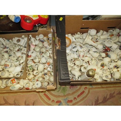 452 - Two trays of crested ware