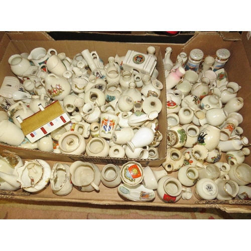 452 - Two trays of crested ware
