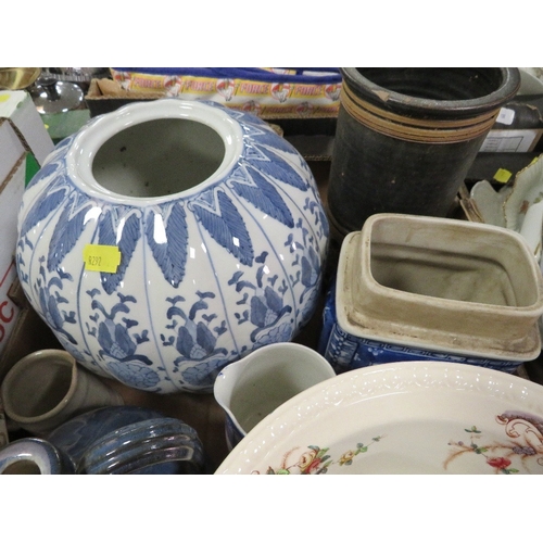 75 - Two trays of assorted ceramics to include antique plates etc