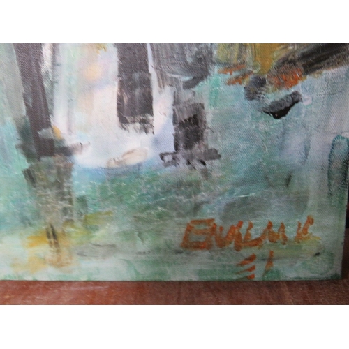 10 - Frederick John England, figures is a street, oil on canvas, 39 cm x 40 cm