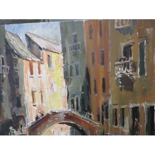 17 - Frederick John England, 'Venetian Bridge Scene', 50 cm x 50 cm