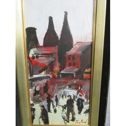 20 - Frederick John England, 'Shift Change', oil on canvas, 58 cm x 28 cm