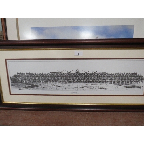 3 - Four assorted pictures to include a signed ‘Bristol Blenheim approaching Rotterdam’ and a photograph... 