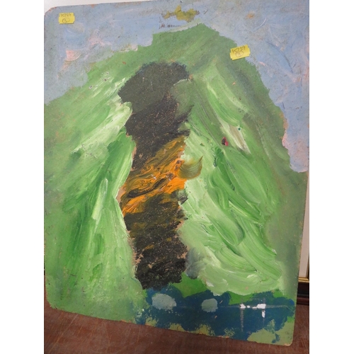 9 - In the style of Frank Auerbach, born 1931 bears signature lower right oil on board abstract figure s... 