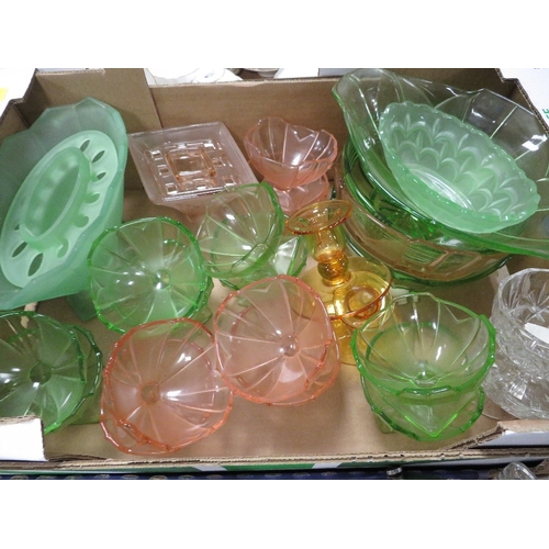 82 - Two trays of assorted glassware to include pressed examples