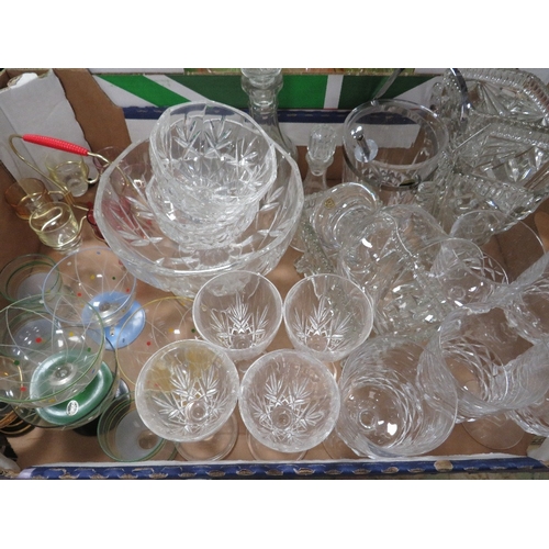82 - Two trays of assorted glassware to include pressed examples