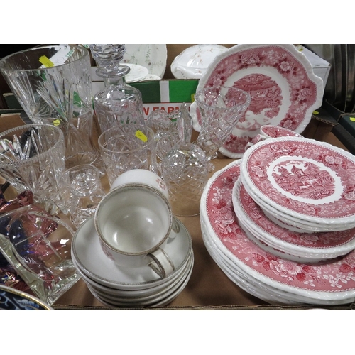 84 - Two trays of assorted ceramics and glassware