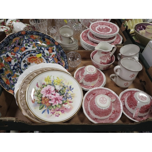84 - Two trays of assorted ceramics and glassware