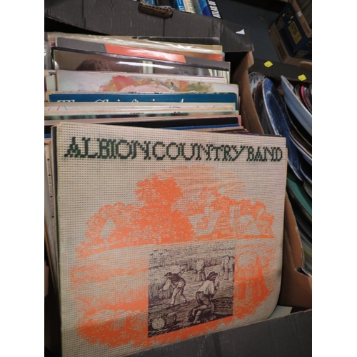 A tray of assorted LP records to include Fairport Convention