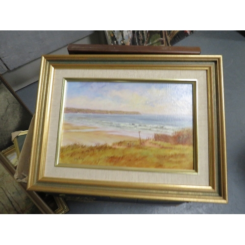 21 - A collection of assorted pictures, prints, mirror, paintings and tapestries etc., to include an oil ... 