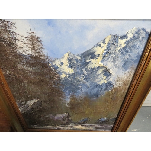 21 - A collection of assorted pictures, prints, mirror, paintings and tapestries etc., to include an oil ... 