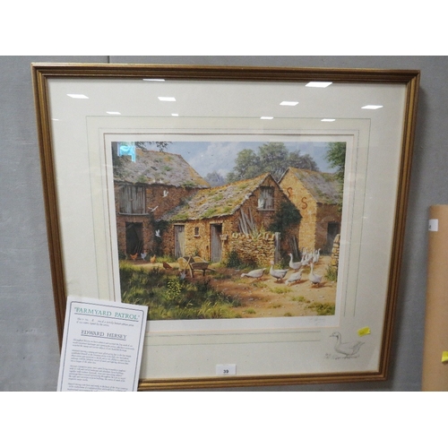 39 - Edward Hersey, A signed limited edition ‘Farmyard Patrol’, number 2 of 125