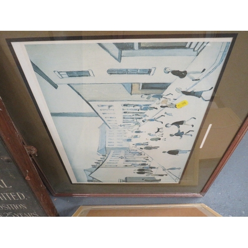 46 - A selection of pictures and maps to include a vintage print of two children fishing on the beach etc... 