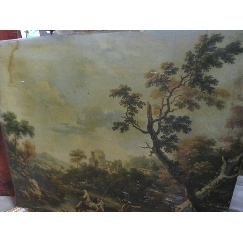 31 - A selection of four paintings comprising Vittorio Amedor Cignaroli - oil on canvas of a landscape 43... 