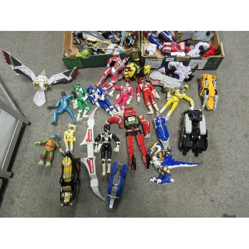 Two trays of 1990s of Power Rangers 20cm and 14cm figures, accessories ...