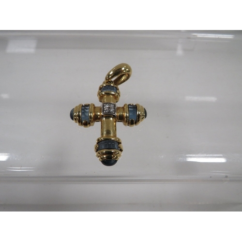 A yellow metal gem set pendant stamped 750 approx weight 13.3g