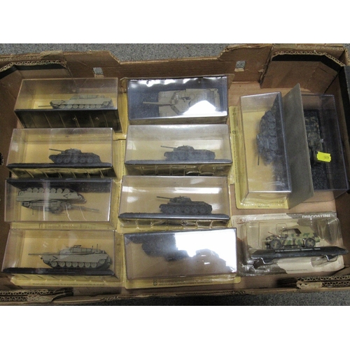 A box of model diecast tanks