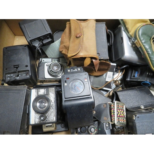 2 boxes of vintage cameras