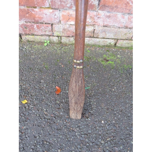 251 - AN ANTIQUE 19TH CENTURY ANGOLA CHOKWE TRIBAL ART PADDLE CLUB / STAFF, with studded decoration. (Prov... 