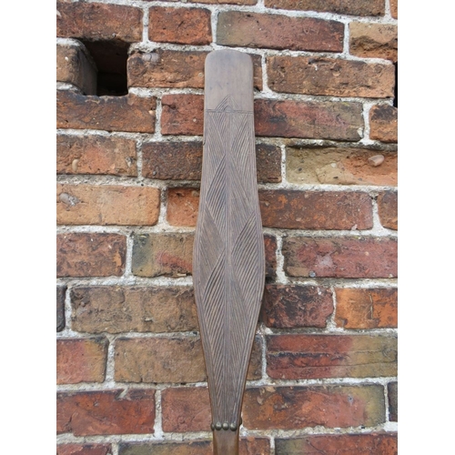 251 - AN ANTIQUE 19TH CENTURY ANGOLA CHOKWE TRIBAL ART PADDLE CLUB / STAFF, with studded decoration. (Prov... 