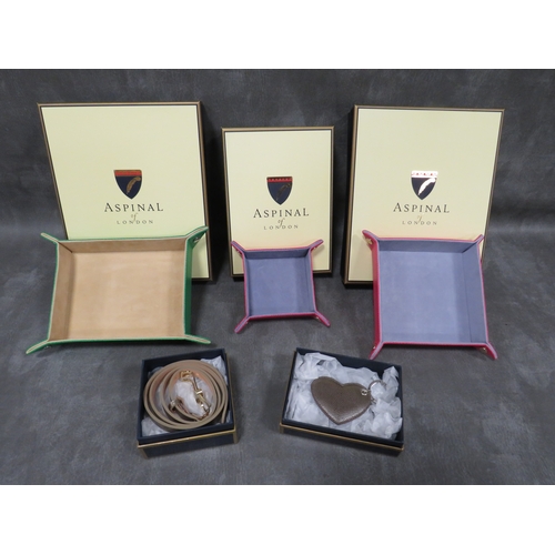 157 - A COLLECTION OF ASPINAL OF LONDON ACCESSORIES / GIFTWARE, mostly boxed, to include coin trays, a key... 