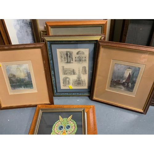 16 - A collection of assorted pictures and prints to include architectural prints