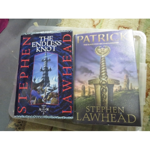 107 - Two trays of Stephen Lawhead hardback books