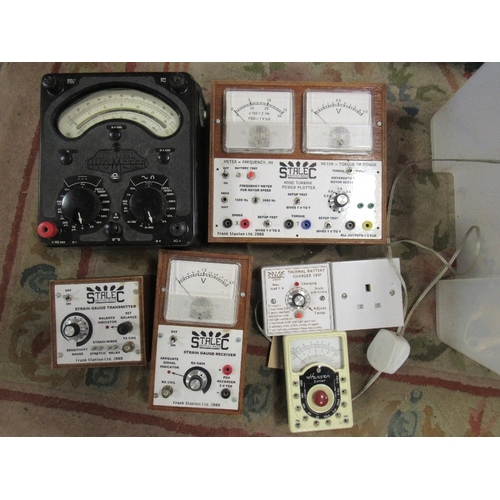 124 - A tray of electrical / inspection testers together with a tray of vintage radio & television valves