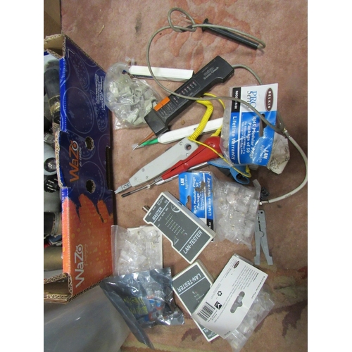 124 - A tray of electrical / inspection testers together with a tray of vintage radio & television valves