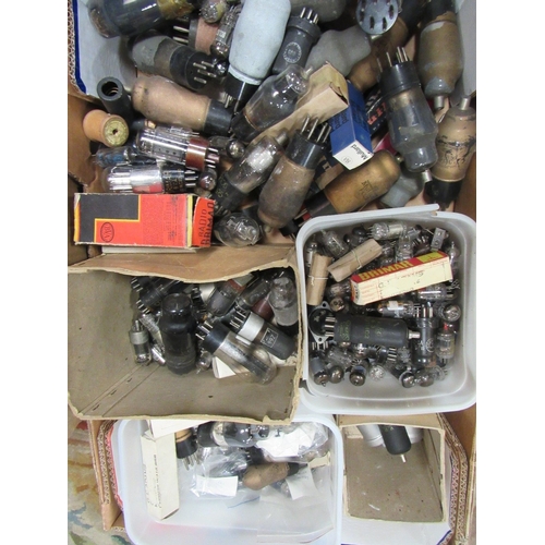 124 - A tray of electrical / inspection testers together with a tray of vintage radio & television valves