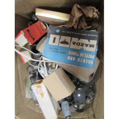 124 - A tray of electrical / inspection testers together with a tray of vintage radio & television valves