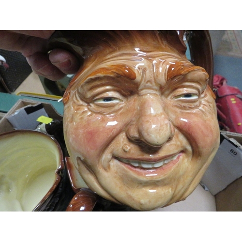 80 - Four assorted Royal Doulton character jugs together with a toby jug (5)