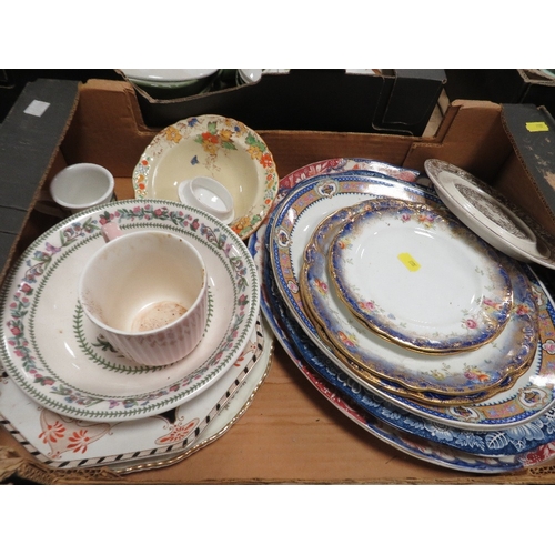 84 - Four trays of assorted vintage ceramics to include Aynsley and Coalport