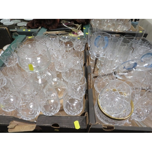 88 - Three trays of assorted glassware to include a decanter