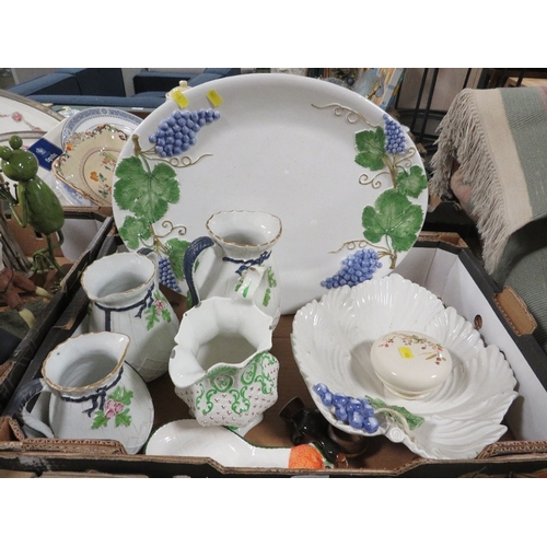 177 - A tray of assorted vintage ceramic jugs etc